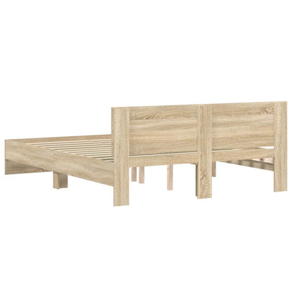 Bed Frame with Headboard Sonoma 152 x 203 cm Engineered Wood