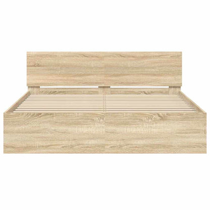 Bed Frame with Headboard Sonoma 152 x 203 cm Engineered Wood