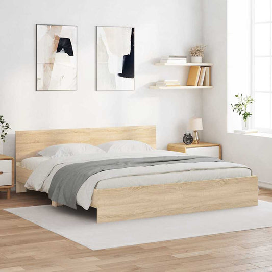 Bed Frame with Headboard Sonoma 193 x 203 cm Engineered wood