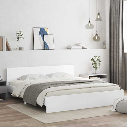 Bed Frame with Headboard White 137 x 190 cm Engineered Wood