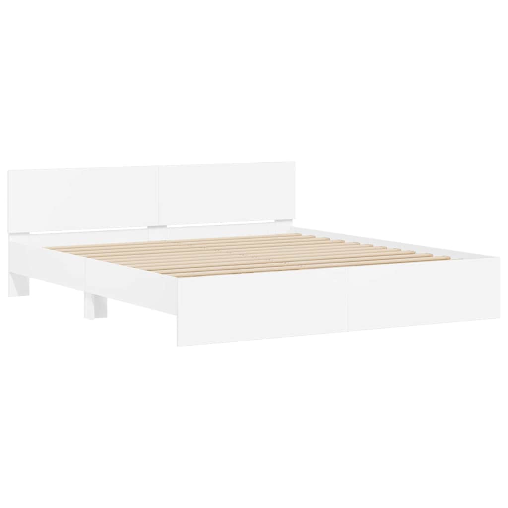 Bed Frame with Headboard White 137 x 190 cm Engineered Wood