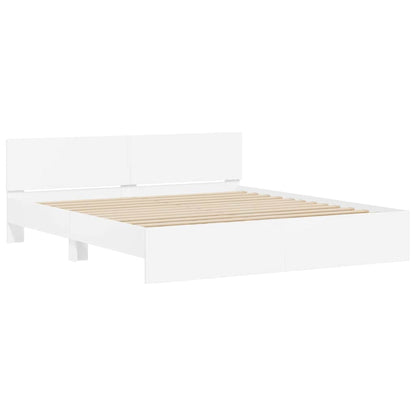 Bed Frame with Headboard White 137 x 190 cm Engineered Wood
