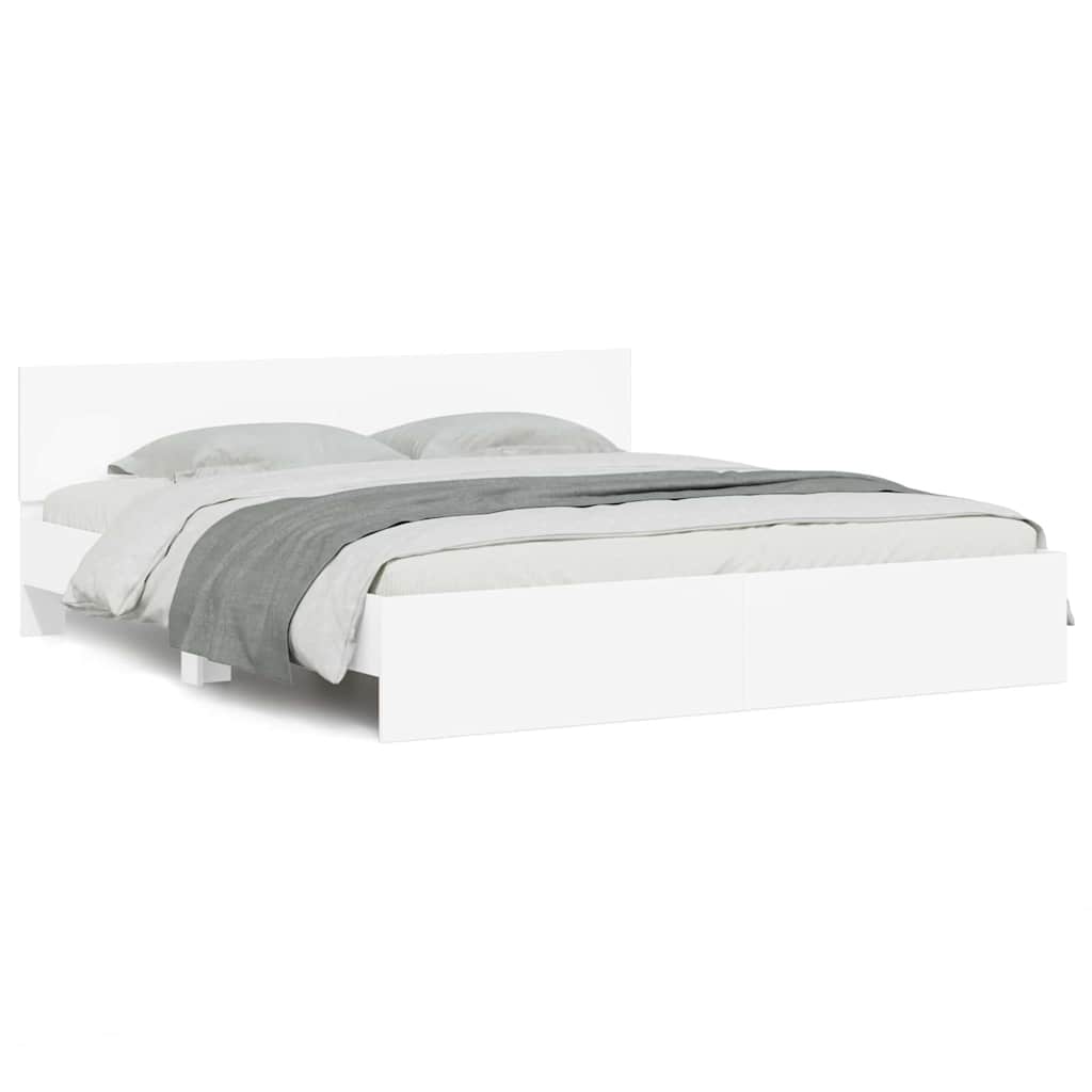 Bed Frame with Headboard White 137 x 190 cm Engineered Wood