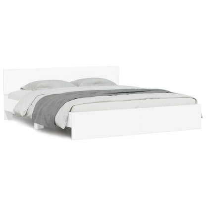 Bed Frame with Headboard White 137 x 190 cm Engineered Wood