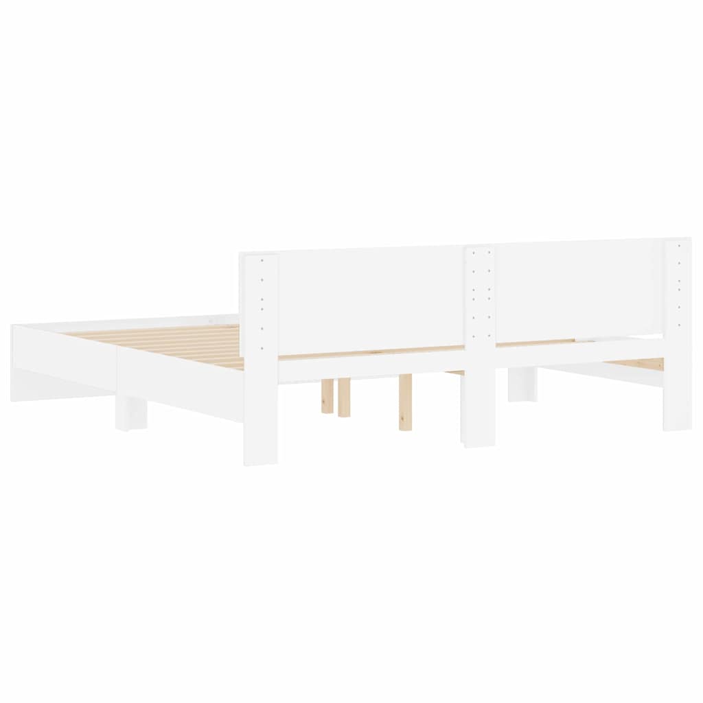 Bed Frame with Headboard White 137 x 190 cm Engineered Wood