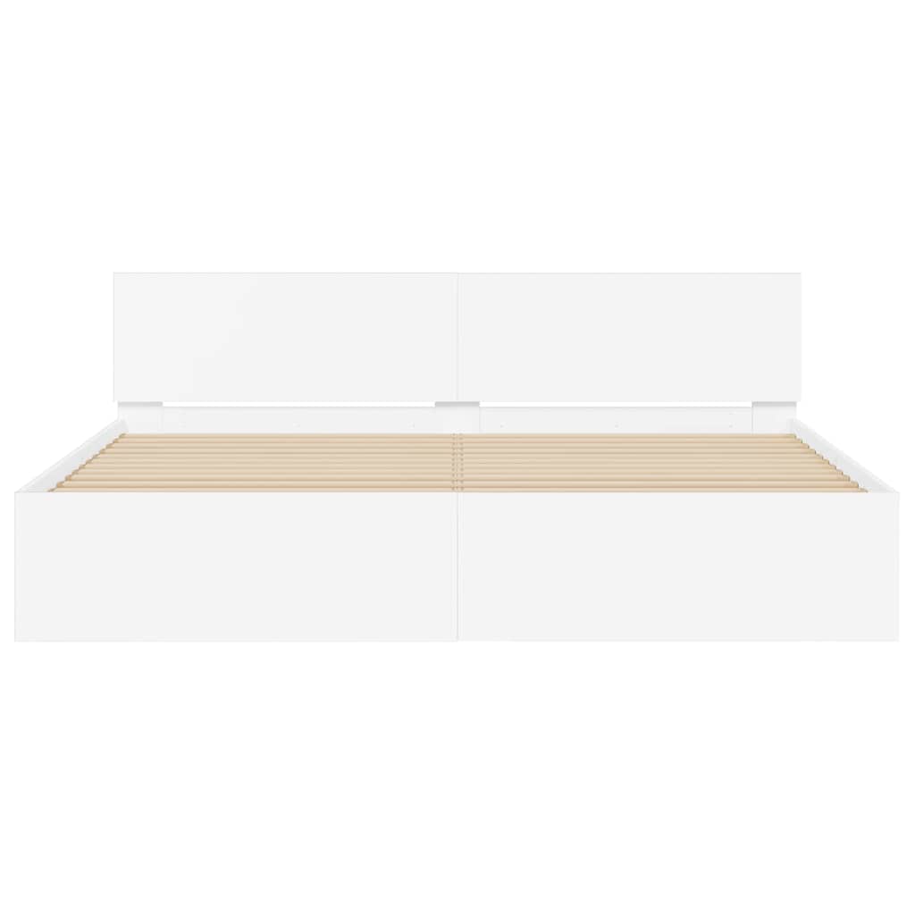 Bed Frame with Headboard White 137 x 190 cm Engineered Wood