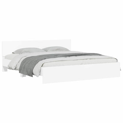 Bed Frame with Headboard White 137 x 190 cm Engineered Wood