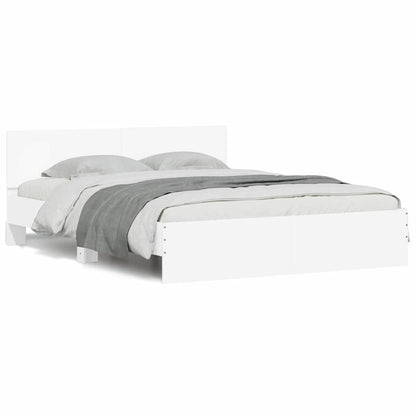 Bed Frame with Headboard White 152 x 203 cm Engineered Wood