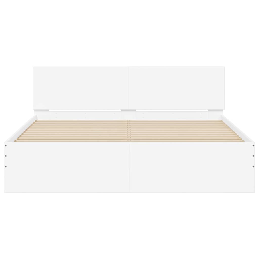 Bed Frame with Headboard White 152 x 203 cm Engineered Wood