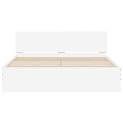 Bed Frame with Headboard White 152 x 203 cm Engineered Wood