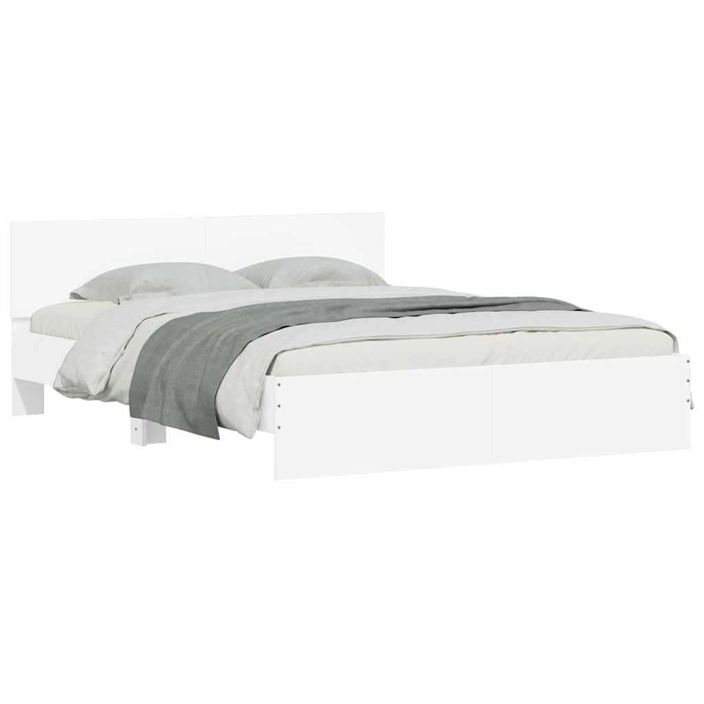 Bed Frame with Headboard White 152 x 203 cm Engineered Wood