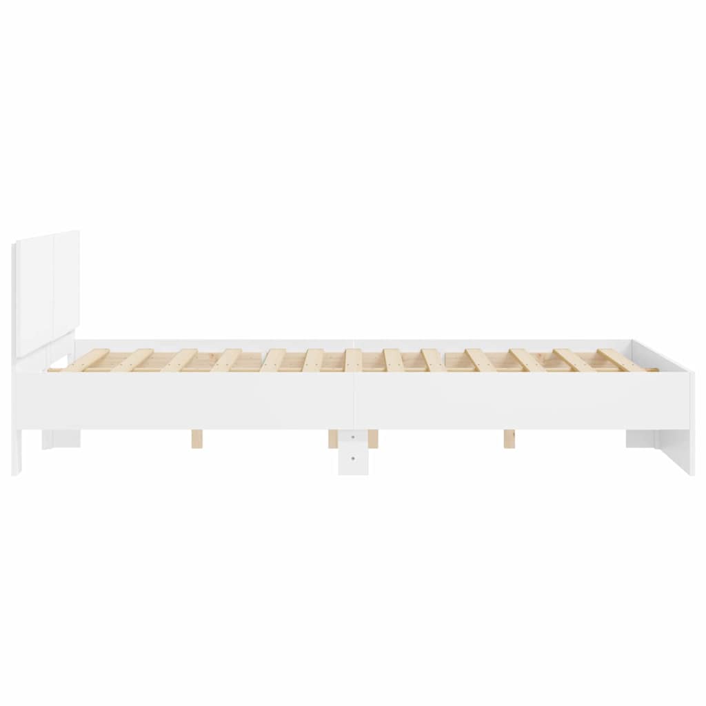 Bed Frame with Headboard White 152 x 203 cm Engineered Wood