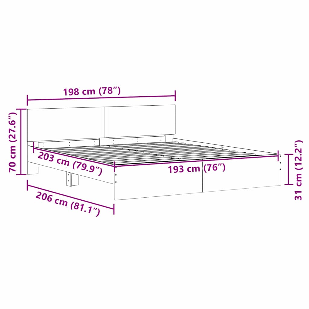 Bed Frame 2 pcs White 193 x 203 cm Engineered Wood