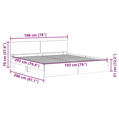 Bed Frame 2 pcs White 193 x 203 cm Engineered Wood