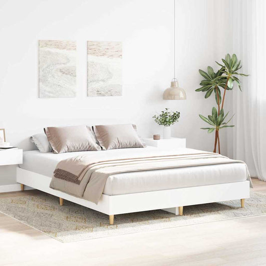 Bed Frame 2 pcs White 152 x 203 cm Engineered Wood