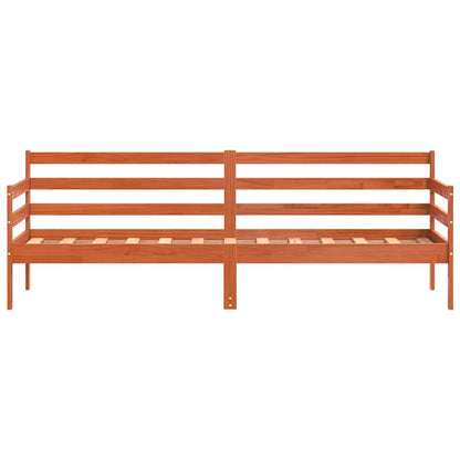 Day Bed with Headboard Wax Brown Solid Pine Wood