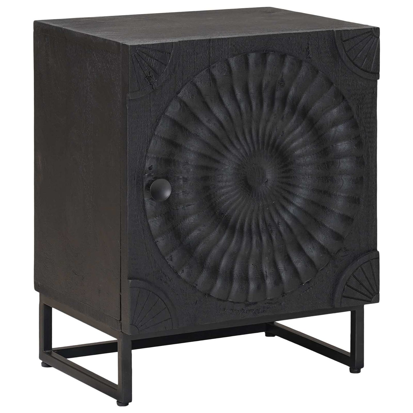 Handmade Bedside Cabinet Black 40 x 30 x 50 cm Solid Mango Wood