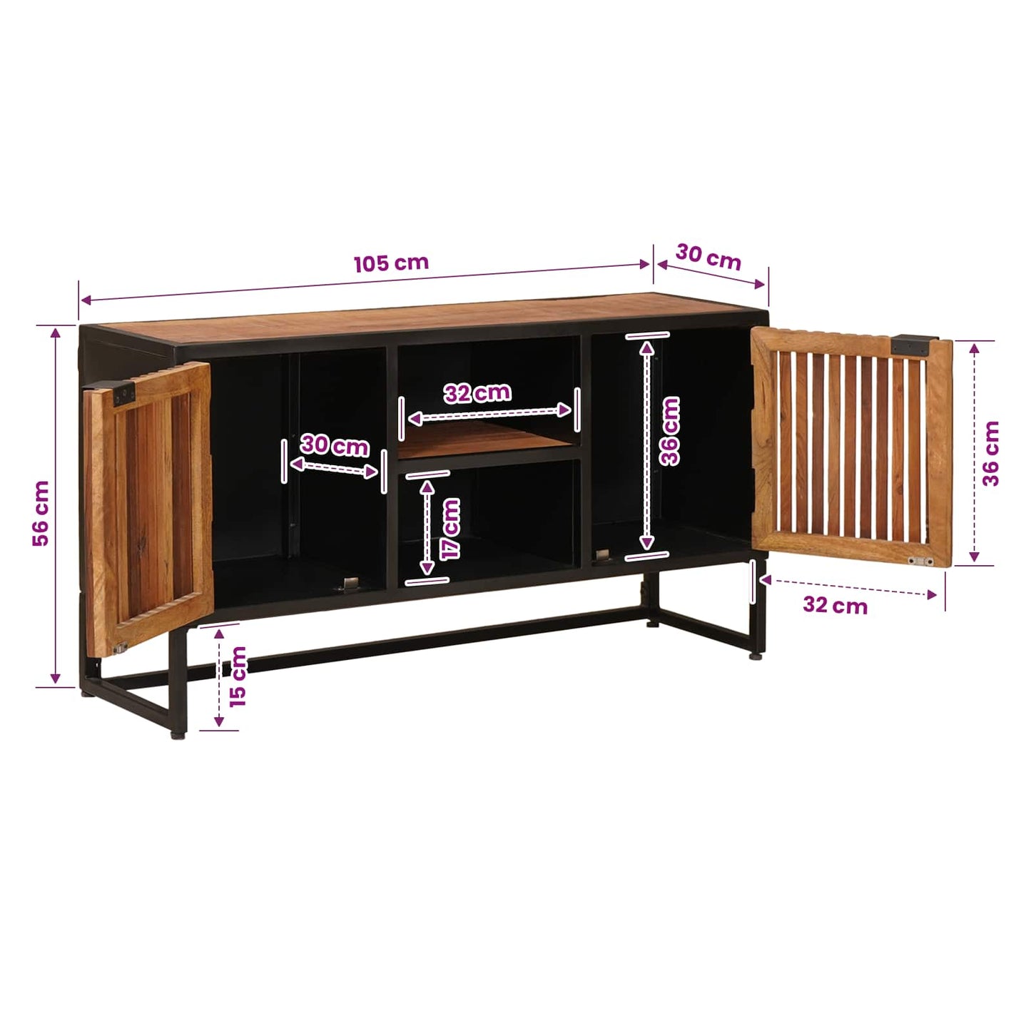 Sideboard 105 x 30 x 55 cm Solid Mango Wood and Engineered Wood
