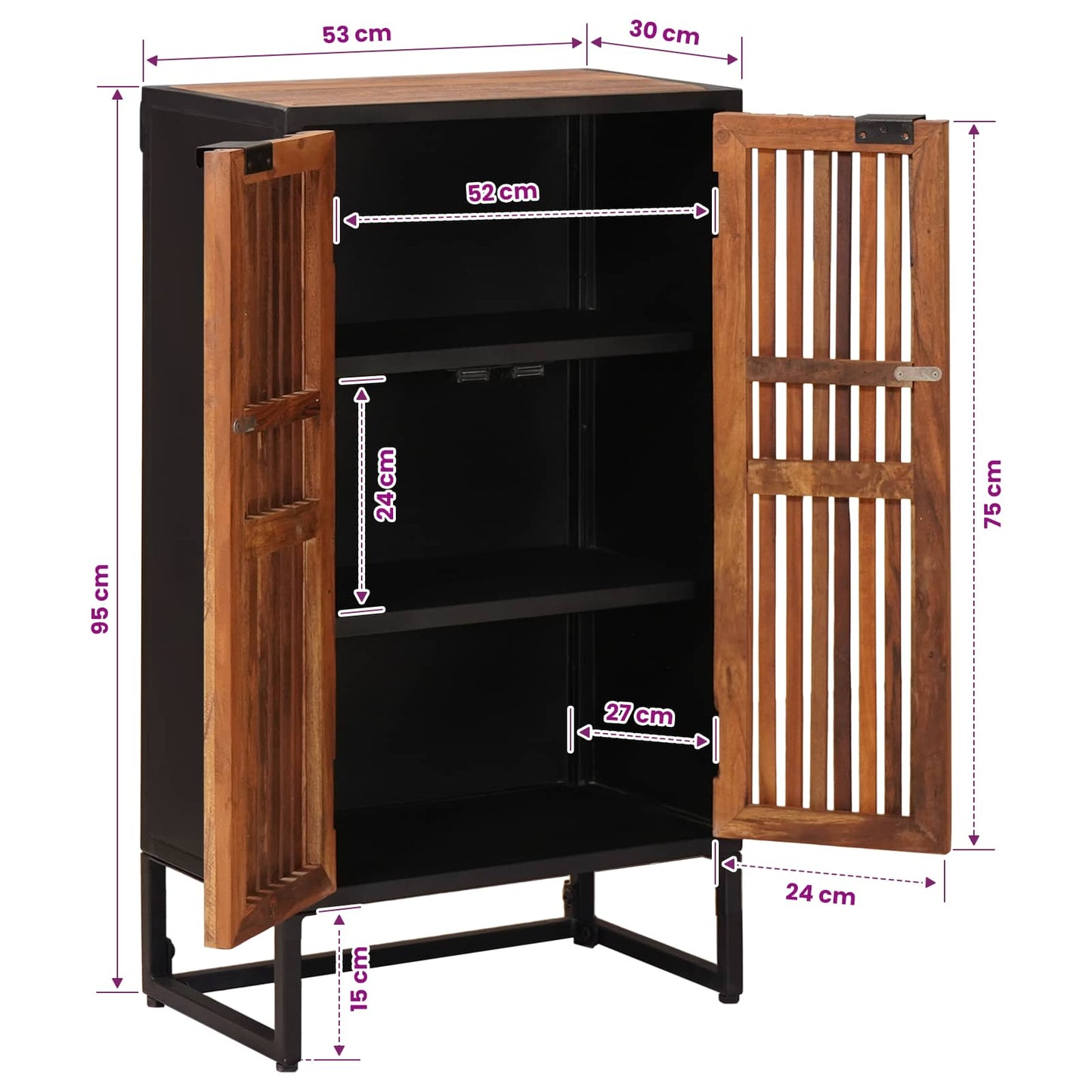 Highboard 53 x 30 x 95 cm Solid Mango Wood and Engineered Wood