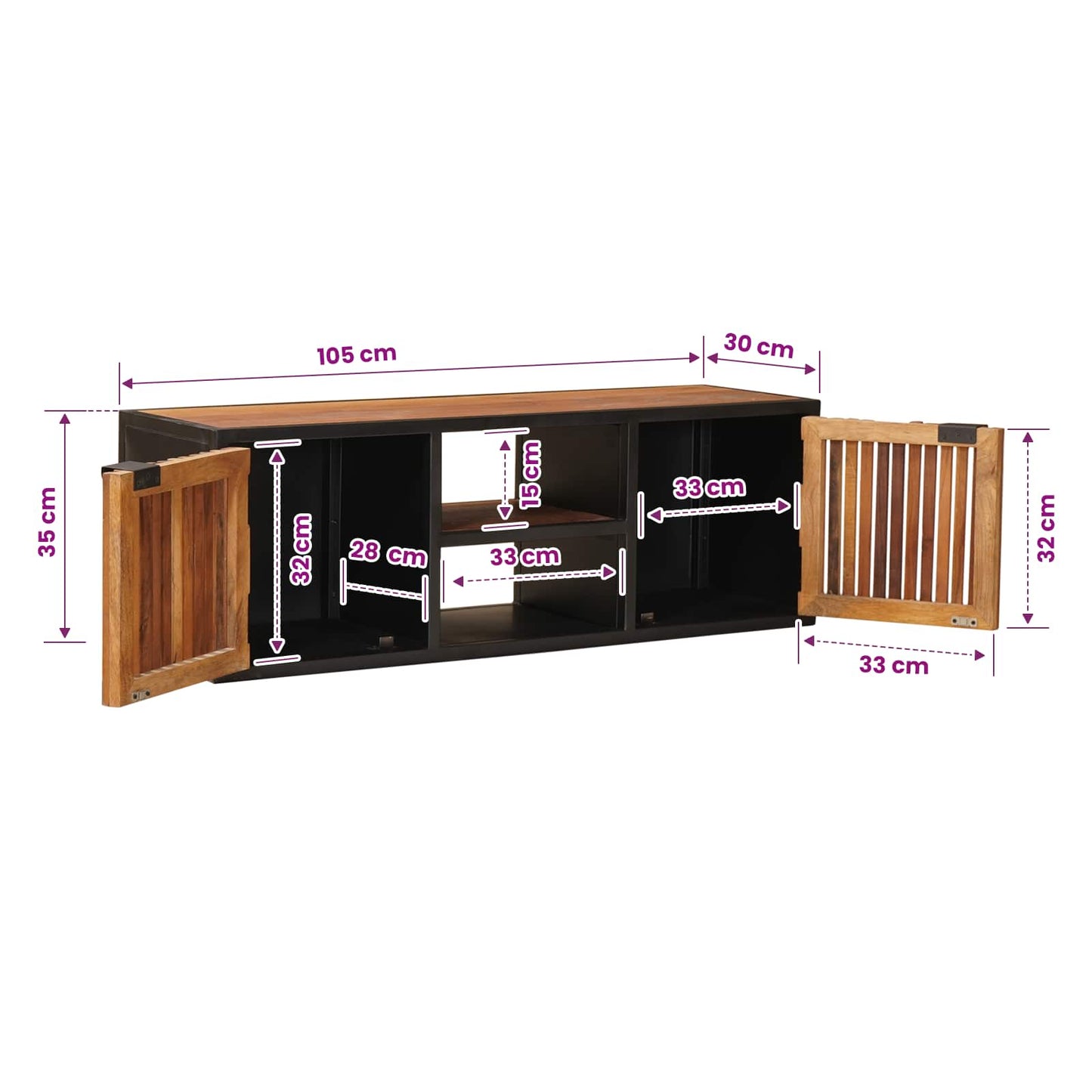 Handmade TV Cabinet 105 x 30 x 35 cm Solid Mango Wood