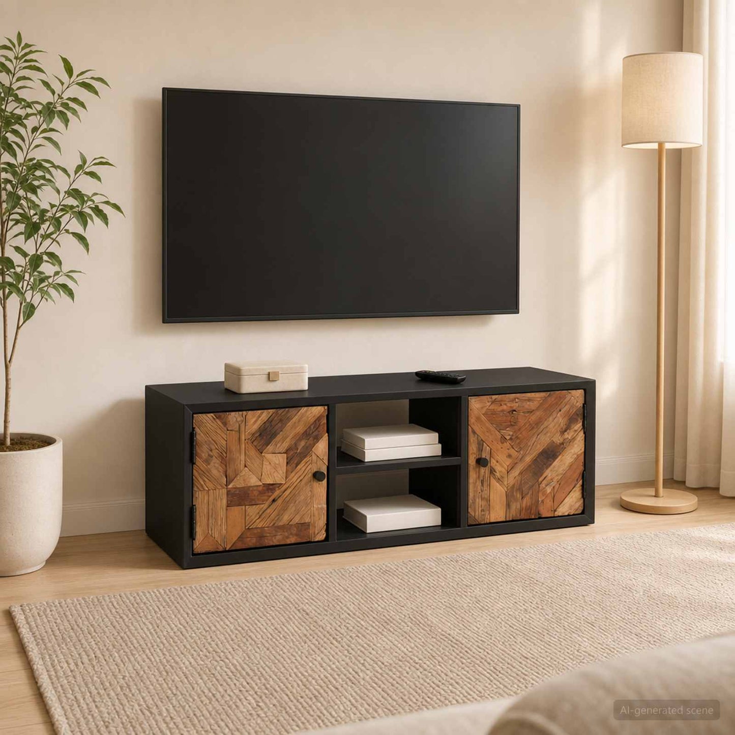TV Cabinet with Shelf with Storage with Door 105 x 30 x 35 cm