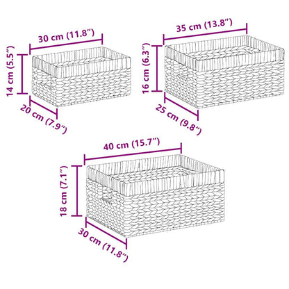 Storage Baskets 3 pcs Natural Water hyacinth