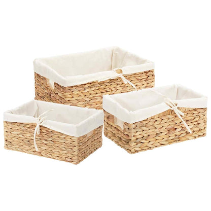 Storage Baskets 3 pcs Natural 40 x 30 x 18 cm Water hyacinth