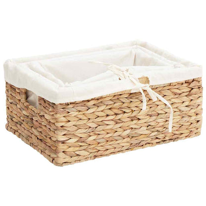 Storage Baskets 3 pcs Natural 40 x 30 x 18 cm Water hyacinth