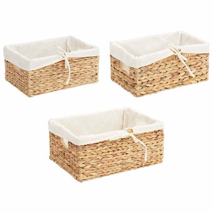 Storage Baskets 3 pcs Natural 40 x 30 x 18 cm Water hyacinth