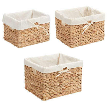 Storage Baskets 3 pcs Natural 35 x 30 x 25 cm Water hyacinth