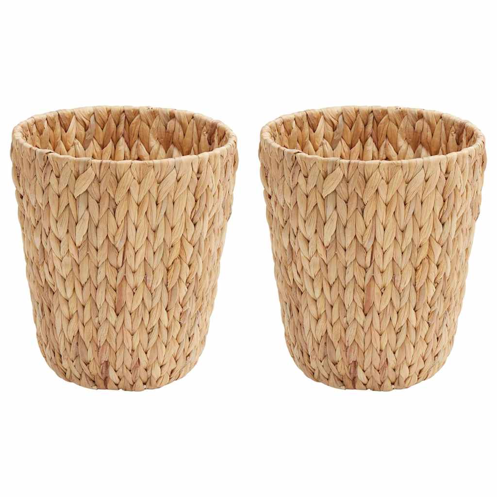 Waste Paper Bins 2 pcs Natural 26 x 26 x 29 cm Water hyacinth