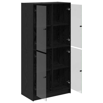 Highboard Black Oak 68 x 37 x 142 cm Engineered Wood