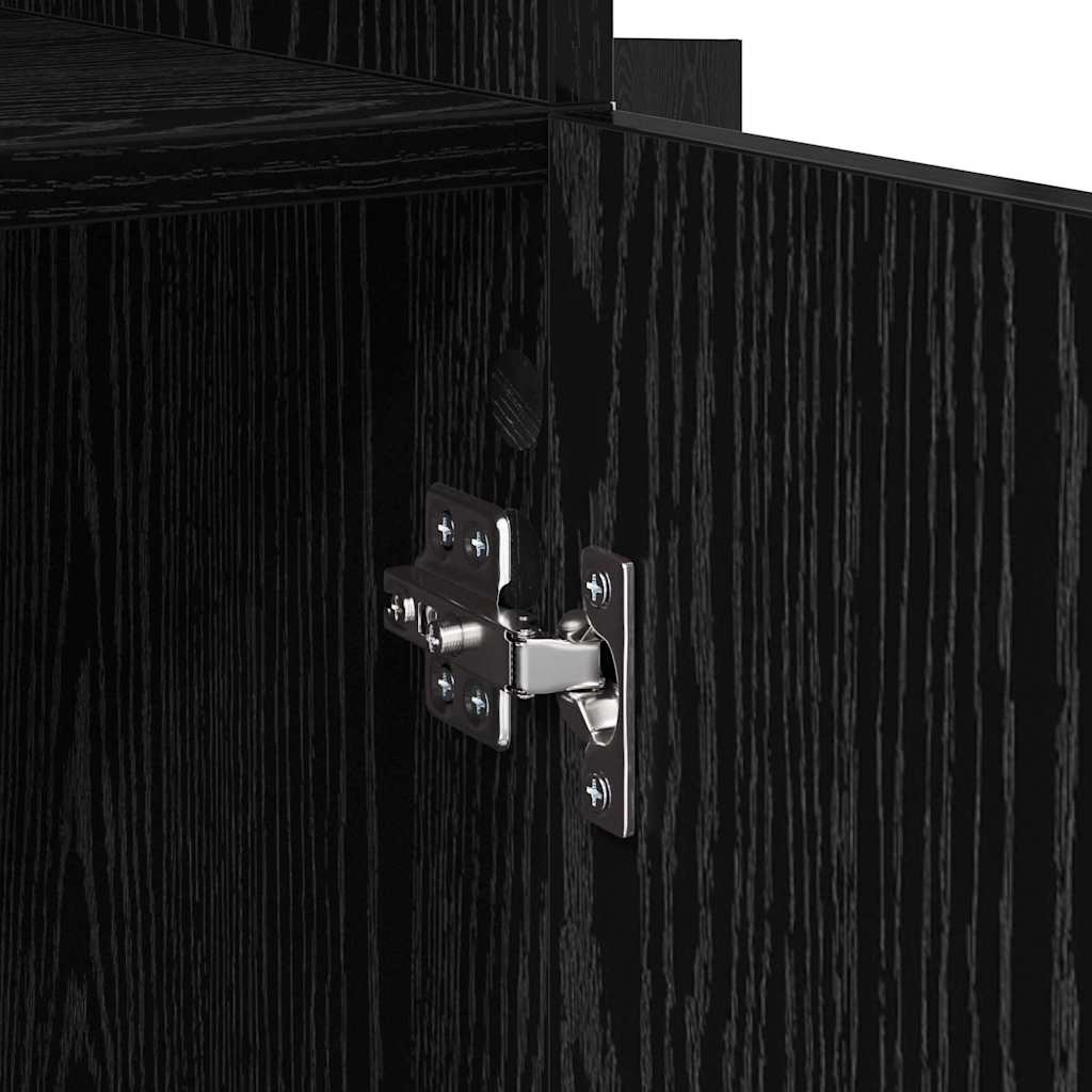 Highboard Black Oak 80 x 42.5 x 185 cm Engineered Wood