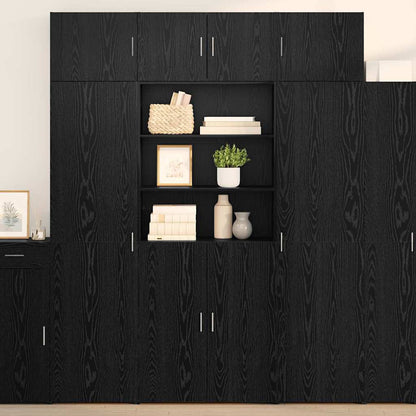 Highboard Black Oak 80 x 42.5 x 185 cm Engineered Wood