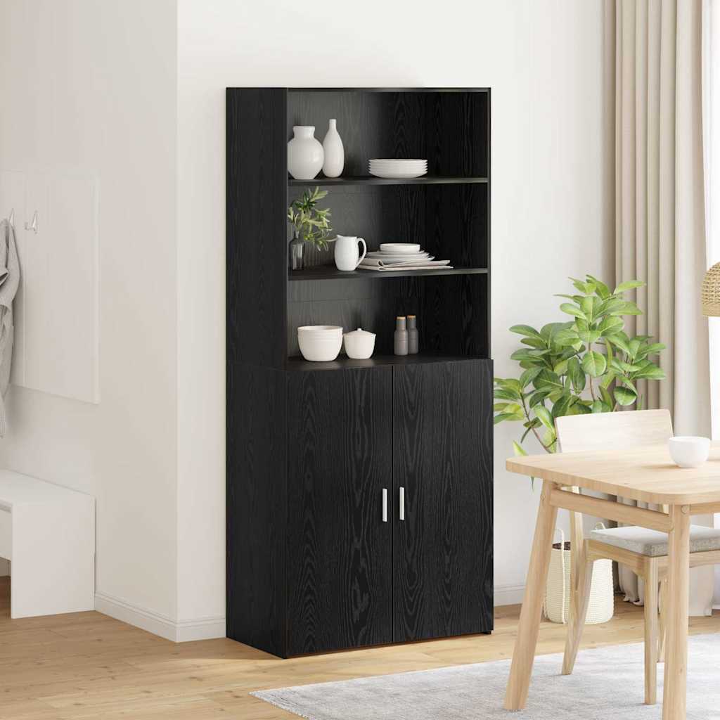 Highboard Black Oak 80 x 42.5 x 185 cm Engineered Wood