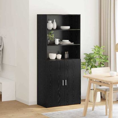 Highboard Black Oak 80 x 42.5 x 185 cm Engineered Wood