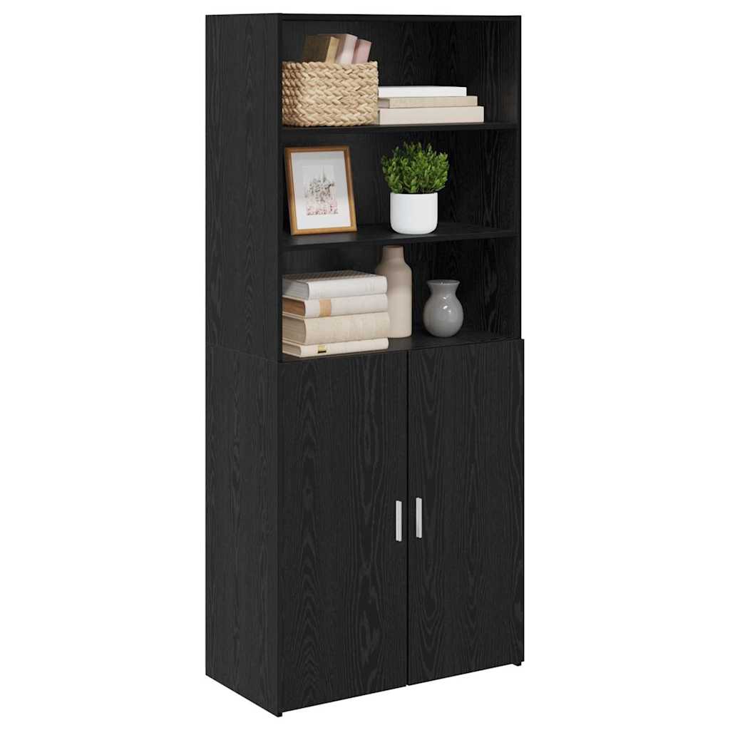 Highboard Black Oak 80 x 42.5 x 185 cm Engineered Wood