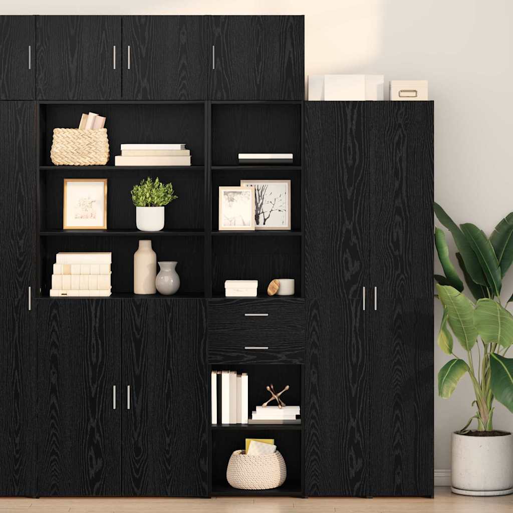 Highboard Black Oak 50 x 42.5 x 185 cm Engineered Wood