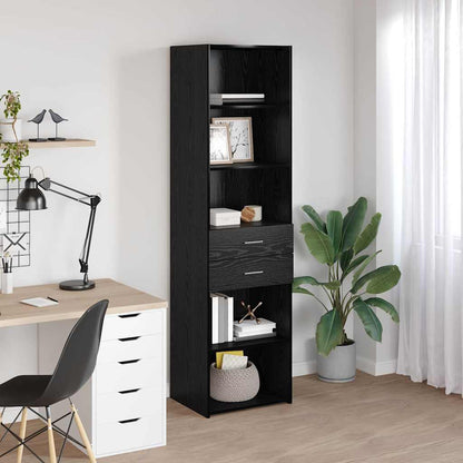 Highboard Black Oak 50 x 42.5 x 185 cm Engineered Wood