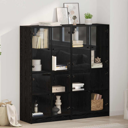 Highboard 2 pcs Black Oak 68 x 37 x 142 cm Engineered Wood