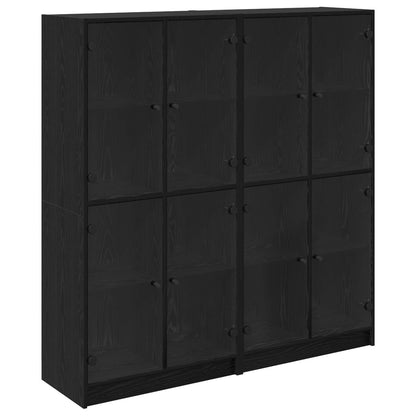 Highboard 2 pcs Black Oak 68 x 37 x 142 cm Engineered Wood