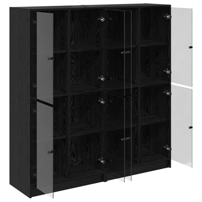Highboard 2 pcs Black Oak 68 x 37 x 142 cm Engineered Wood