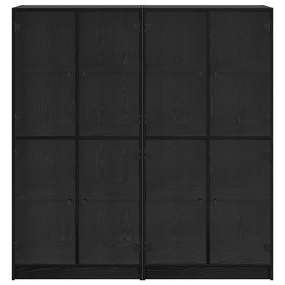Highboard 2 pcs Black Oak 68 x 37 x 142 cm Engineered Wood