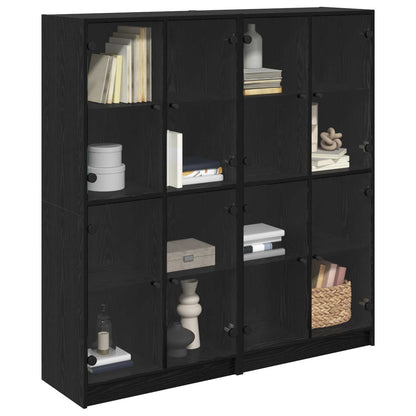 Highboard 2 pcs Black Oak 68 x 37 x 142 cm Engineered Wood