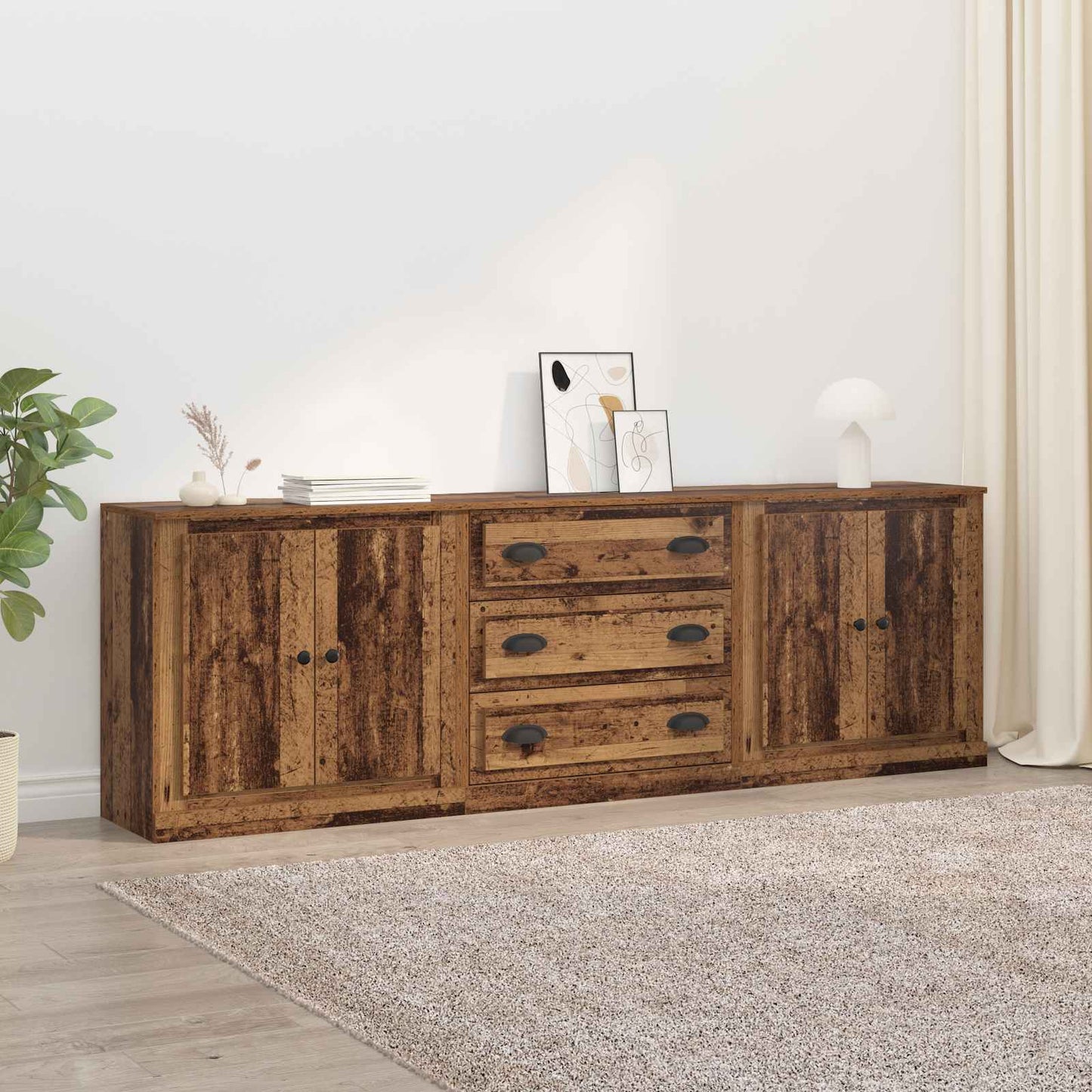 Sideboards 3 pcs Old Wood 210 x 35.5 x 67.5 cm Engineered Wood