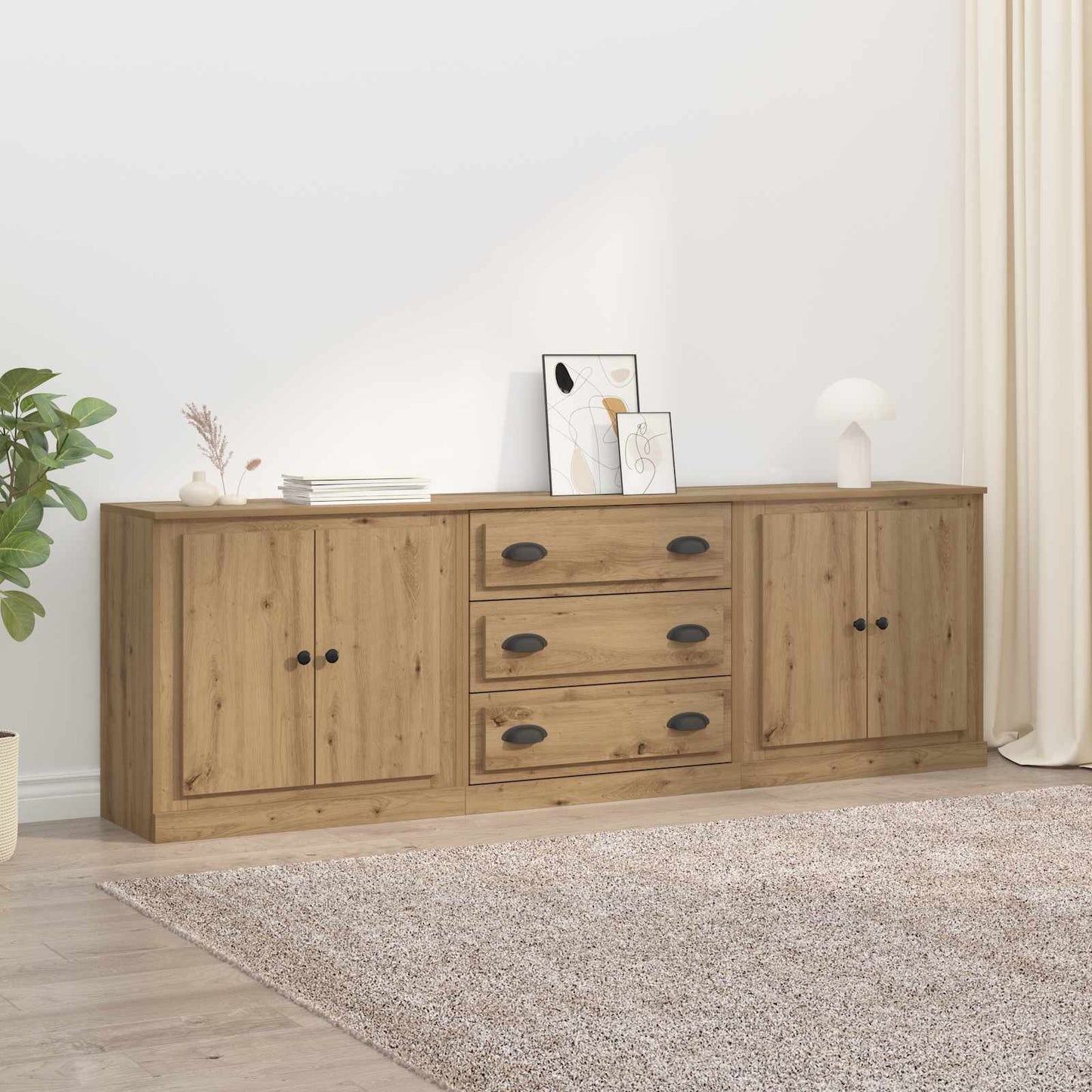 Sideboards with Drawer 3 pcs Artisan Oak 210 x 35.5 x 67.5 cm
