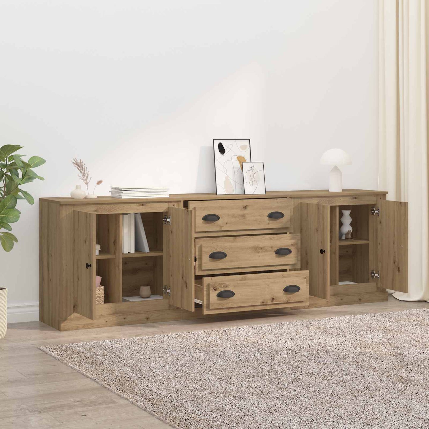 Sideboards with Drawer 3 pcs Artisan Oak 210 x 35.5 x 67.5 cm