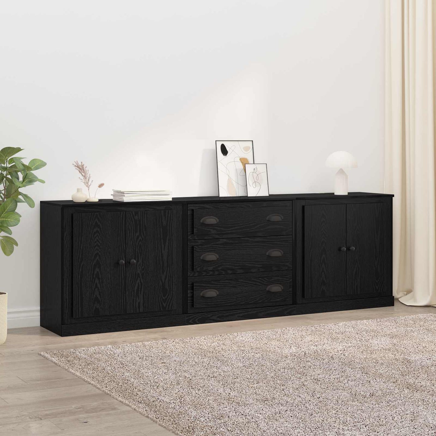 Sideboards 3 pcs Black Oak 210 x 35.5 x 67.5 cm Engineered Wood