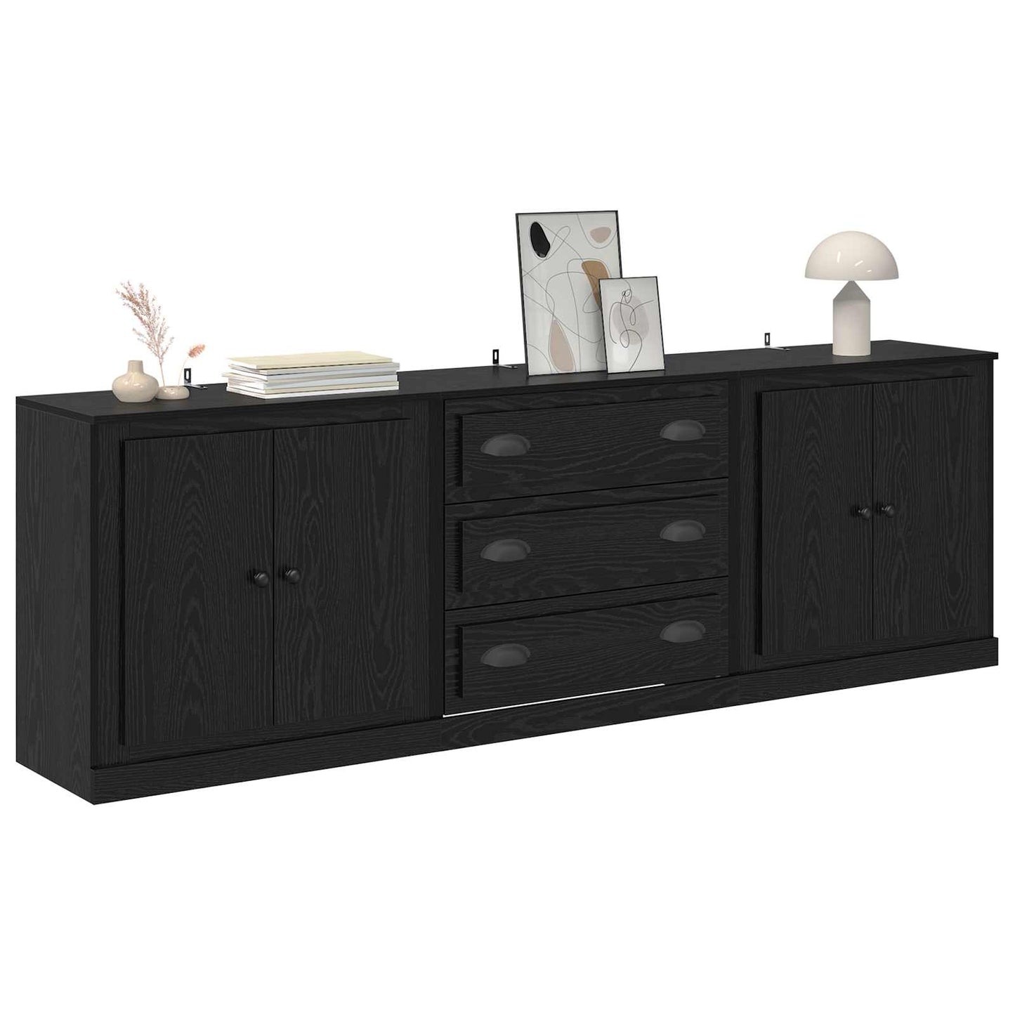 Sideboards 3 pcs Black Oak 210 x 35.5 x 67.5 cm Engineered Wood