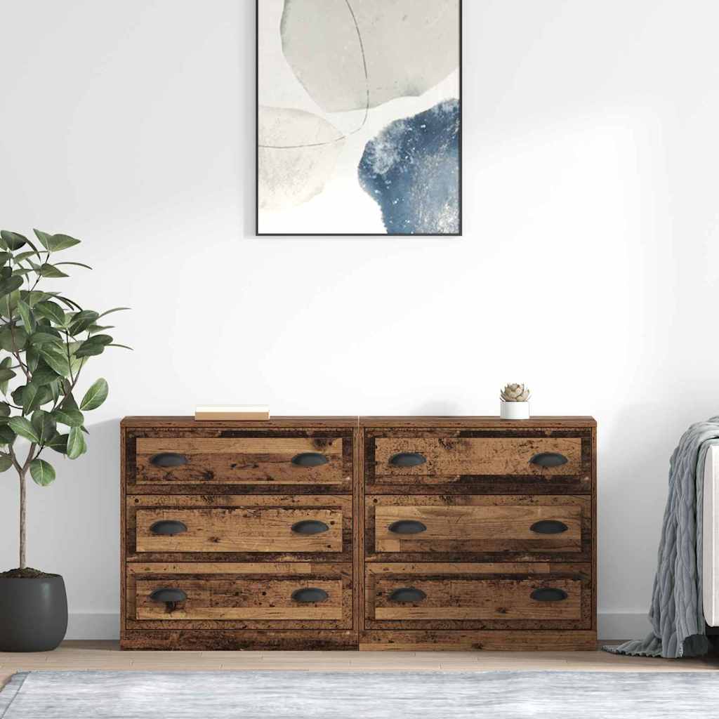 Sideboards 2 pcs Old Wood 70 x 35.5 x 67.5 cm Engineered Wood